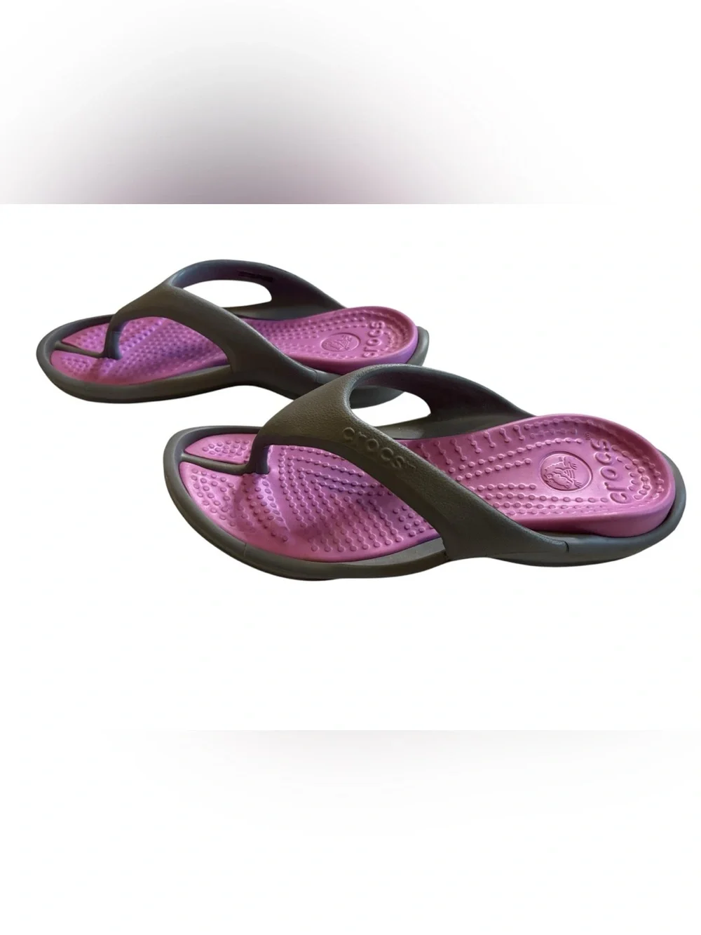 CROCS Athens Flip Thong Sandals in Two-Tone Pink and Gray Women’s Size 8 - Picture 3 of 6